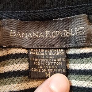 Banana Republic Men's Crewneck Sweater - Black and Green Stripes